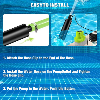 Portable for Ryobi 18V Water Pump, 635GPH/30L/min Submersible Transfer Pump, 15FT Lift, for Garden/Camping/Kiddie Pool (No Battery)