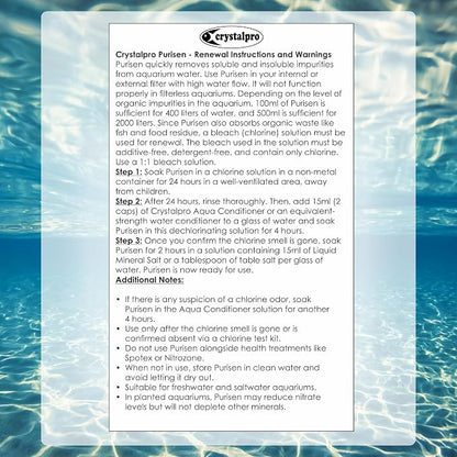 Crystalpro Purisen 100ml - Organic Waste Filtration Resin for Crystal Clear Aquarium Water - Regenerable - Fresh and Saltwater