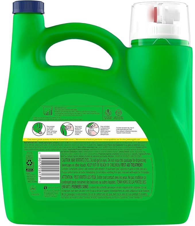 Gain Liquid Laundry Detergent, Now with Odor Defense, Waterfall Delight Scent, 132 fl oz, 100 Loads (Packaging May Vary)