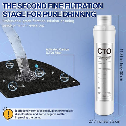 1 Pack CTO Water Filter Replacement Compatible with Bluevua RO100ROPOT, 1 CTO Water Filters, Improved Drink Quality, Easy to Replace for Household Daily Use Drinking