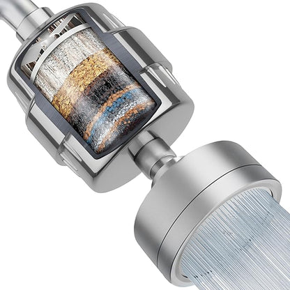 LAIFsolutions Vortex-Action Shower Filter & Swivel Shower Head – Advanced Redox Purification with Copper-Zinc KDF for Hard Water – Reduces Chlorine & Heavy Metals – Revitalizes Skin & Hair (Full Set)