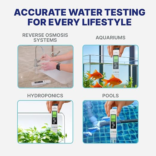 NU Aqua Digital Water Tester for Drinking Water - Instant 4-in-1 TDS Testing EC, and Temp - Perfect for RO Systems, Aquariums, Hydroponics and Pools
