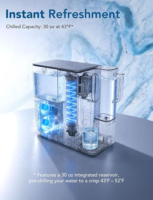 Leysern Cold Countertop Reverse Osmosis Water Filter, No Installation | 7-Stage RO Filtration with UV, Dual-Thermoelectric Cooling, Water Purifier with TDS Monitor, NSF 372 Certified, White