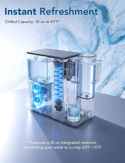Leysern Cold Countertop Reverse Osmosis Water Filter, No Installation | 7-Stage RO Filtration with UV, Dual-Thermoelectric Cooling, Water Purifier with TDS Monitor, NSF 372 Certified, Black