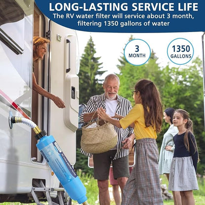 4-pack RV Inline Water Filter with KDF&GAC for Fresh Drinking Water | Ideal for camping, road trips, boating and outdoor use with fresh, better-tasting water wherever you go