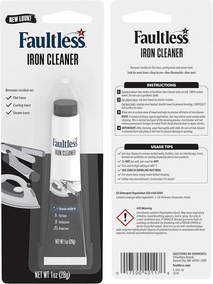 Faultless Hot Iron Cleaner, Non-Toxic Steam Iron Cleaner, Removes Melted Fabrics, Glue, Hard Water, Lime Deposits & Starch (1 oz) (4 Pack)