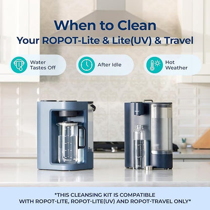 Bluevua Cleansing Kit for RO100ROPOT-Lite, Lite(UV) & Travel – Includes 5 Cleaning Tablets and Filter Accessory for Internal System Freshness Maintenance