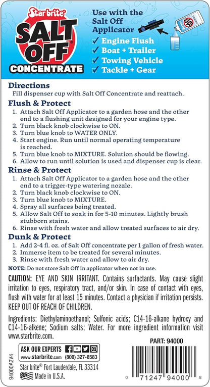 STAR BRITE Salt Off Kit – Applicator & 32 OZ Concentrate for Marine Engine Flush & Salt Removal on Boats, Trailers, Fishing Gear, Dive Equipment, and More