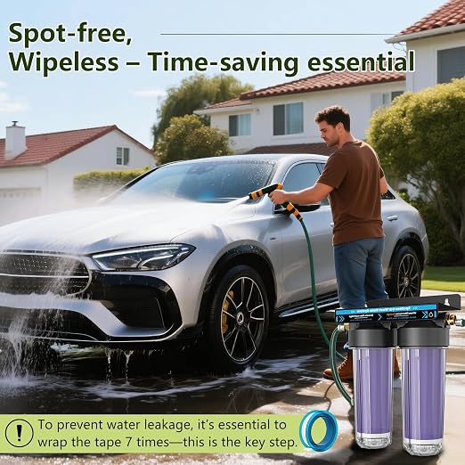 Spotless & Deionized Water System for Car Wash, Deionized Water Filter with Resin, Works for RVs, Cars, Motorcycles, Windows & Boats, No Towel Drying Required