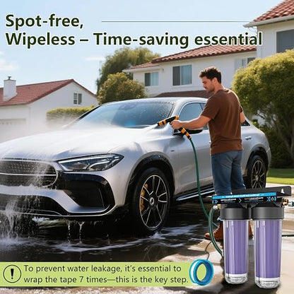 Spotless & Deionized Water System for Car Wash, Deionized Water Filter with Resin, Works for RVs, Cars, Motorcycles, Windows & Boats, No Towel Drying Required
