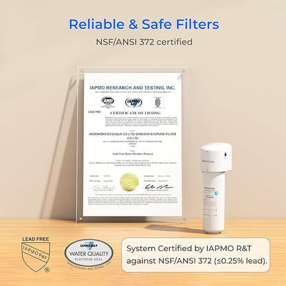 Waterdrop ALK16 Alkaline Water Filter System for Sink, Mineralizing Water, NSF/ANSI 372 Certified, Compatible with Reverse Osmosis Systems, Under Sink Installation