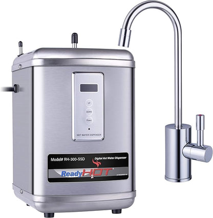Ready Hot 41-RH-300-F570-CH Instant Hot Water Dispenser System, 2.5 Quarts, Digital Display Single Lever Hot Water Faucet Polished Chrome