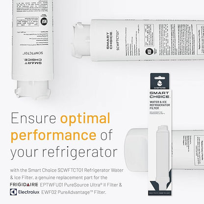 Smart Choice SCWFTCTO1 Refrigerator Water & Ice Filter, Genuine Replacement for Frigidaire EPTWFU01 PureSource Ultra II and Electrolux EWF02 PureAdvantage