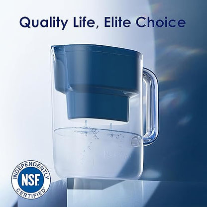 Waterdrop PT-07C Water Filter Pitcher, 10-Cup, NSF Certified, 200-Gallon Long-Life Filter, Improves Coffee & Tea Taste, Reduces PFOA/PFOS and Chlorine, 5X Longer Filter Life, Classic Blue
