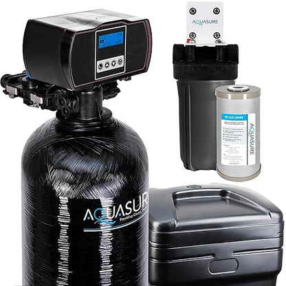 Aquasure Harmony Series 30,000 Grains Whole House Water Softener with Automatic Digital Metered Control Head | Fine Mesh Resin for Iron Removal, Reduces Hardness & Improves Water | for 1-2 bathrooms