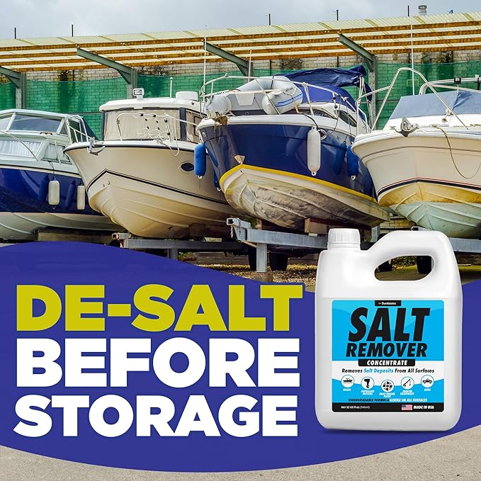 Durabasics Salt Remover Concentrate Kit - Ultimate Boat Salt Remover for Boats & Marine Engine Flush - 32 OZ with Hose Applicator - Perfect for Outboard Motor Flush & Washing Salt Deposits Away