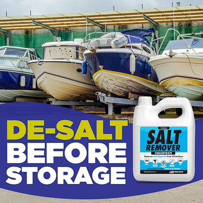 Durabasics Salt Remover Concentrate Kit - Ultimate Boat Salt Remover for Boats & Marine Engine Flush - 32 OZ with Hose Applicator - Perfect for Outboard Motor Flush & Washing Salt Deposits Away