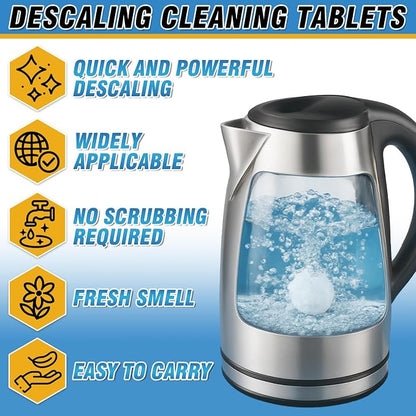 Kettle Descaler Tablets 34 Pack – Powerful Limescale Remover for Coffee Maker, Electric Kettle – Natural Citric Acid Formula, Hard Water Remover Tablets