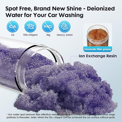 Deionized Spot-Free Car Wash Rinse System, Spotless Water System for Car Wash, Portable Water Deionizer for RV, Car,Motorcycles & Auto Detailing