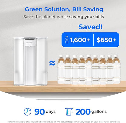 Waterdrop ED04W-L Mega Electric Water Filter Dispenser, Large 27-Cup, 200-Gallon Rechargeable Instant System, NSF/ANSI 42&53&401&372, Reduce PFOA/PFOS, Lead, Chlorine, Does not Lower TDS, White