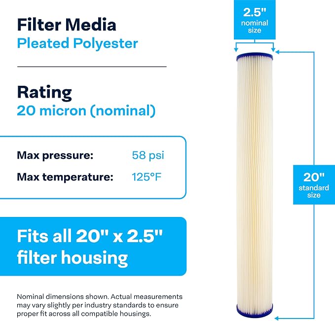 SpiroPure 20x2.5 20 Micron Sediment Water Filter S1-20 155303-43 (20 Pack)