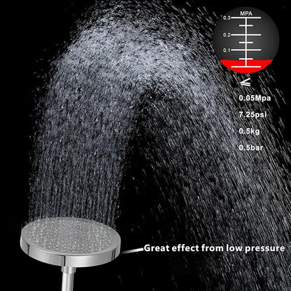 Voolan High Pressure Rain Shower Head with Handheld Spray Combo, Hand Held Filter Showerhead with Self-adhesive Holder and 59" Hose (Round, Chrome)