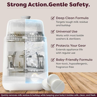 Descaling Tablets for Bottle Washer & Warmers - Descaler for Milk & Limescale Removal - Compatible with Momcozy, Baby Brezza & GROWNSY 20 Count