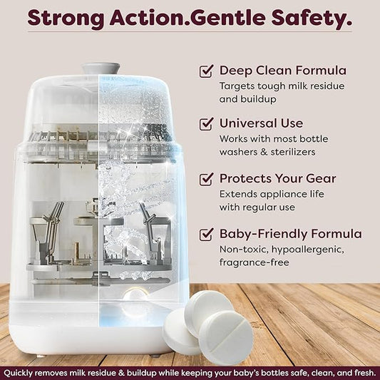 Descaling Tablets for Bottle Washer & Warmers - Descaler for Milk & Limescale Removal - Compatible with Momcozy, Baby Brezza & GROWNSY 20 Count