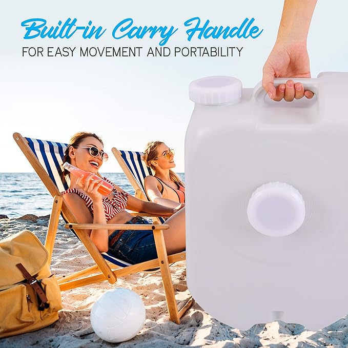 SereneLife 24L Compact Portable Water Tank - Non-toxic Water Container Reservoir W/Carry Handle - For Outdoor Social Events, Work Sites, Camping, Boating, Emergency Preparedness -SLCAWT20