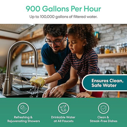 Brio Whole House Water Filter System for Heavy Metal Reduction w/Gauges | 2 Stage Fast-Flow Filtration (Sediment, GAC + KDF) 4.5" x 20" Filters | Improves Taste & Protects Home Appliances | 900 GPH