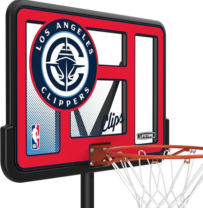 Lifetime NBA Los Angeles Clippers Portable Basketball Hoop, Adjustable Height 7.5-10 Ft, 44 Inch Shatterproof Fusion Backboard, Base with Wheels