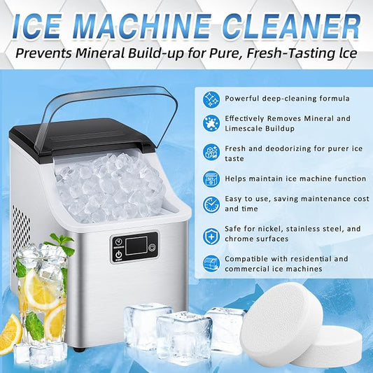 Ice Machine Cleaner Tablets Descaler (36 Pack) – Portable Ice Maker Cleaner, Nickel Safe Scale Remover Compatible with Countertop and Nugget Ice Maker, Remove limescale, Odor-Free, Crystal Clear Ice