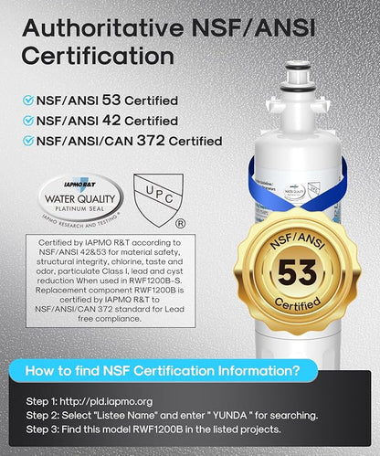 ICEPURE PLUS ADQ36006101 NSF/ANSI 53 & 42 Certified Refrigerator Water Filter, Remove Lead, Replacement for LG LT700P, Kenmore Elite 9690, 469690 CLCH106 ADQ36006102 FML-3 LFXS30766S LFXS24623S, 2PACK