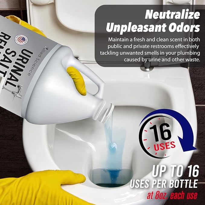 Allied Science Urinal Salt Remover - Uric Acid Salts Scale Remover Unclogs Urinals and Removes Uric Acid Odors - 8 Gallons