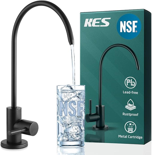 KES NSF Certified Reverse Osmosis Faucet, RO Lead-Free Water Filter Faucet Drinking Water Faucets Kitchen Faucet Non-Air-Gap 304 Stainless Steel Matte Black, Z504CLFF18-BK