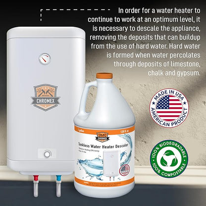 Chromex Tankless Water Heater Descaling Solution | Highly Effective Descale, 1 gallon