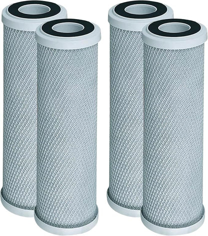 CFS 10"x2.5" CTO Water Filters Compatible for CB3, GE FXUVC, FXULC | Compatible with CB3, GE FXUVC, FXULC, CBC-10 Removes Bad Taste Whole House Filters 4 PACK– 0.5 Micron – 10" x 2.5"