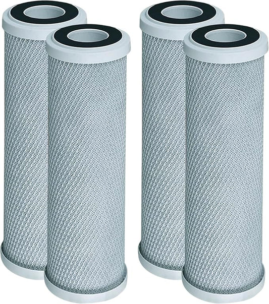CFS 10"x2.5" CTO Water Filters Compatible for CB3, GE FXUVC, FXULC | Compatible with CB3, GE FXUVC, FXULC, CBC-10 Removes Bad Taste Whole House Filters 4 PACK– 0.5 Micron – 10" x 2.5"