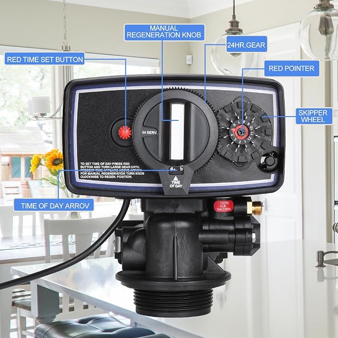 5600 Water Filter Control Valve,12 Day Cycle Timer,3W Backwash Valve Head for Water Softeners