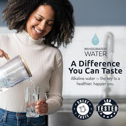 PH001 Ultra - NSF Certified Alkaline Water Filter – Replacement Filters for Invigorated Water Pitcher Systems – BPA-Free, Removes Chlorine, Heavy Metals – 96 Gallons/Filter (White, 3-Pack)
