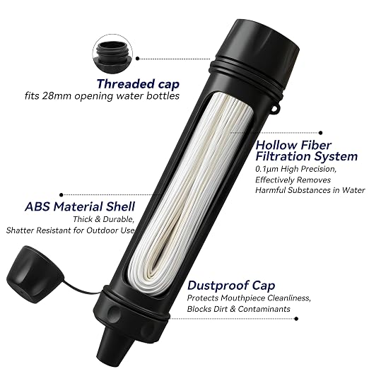 WRELS Water Filter Straw,NSF & SGS Certified Personal Portable Filter for Camping Hiking Survival,Outdoor Water Filter with Carabiner & Extension Tube – Emergency Water Filtration System