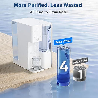 Tanoxo Reverse Osmosis Water Filter Countertop System, 5-Stage RO Filtration, Instant Hot Water with 4 Temperature Settings, BPA-Free, White, for Home Kitchen