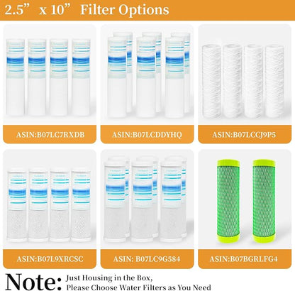 Geekpure 10 Inch Reverse Osmosis Water Filter Housing-1/4" Port | For RO Filtration System, Fit for 2.5" x 10" Filters