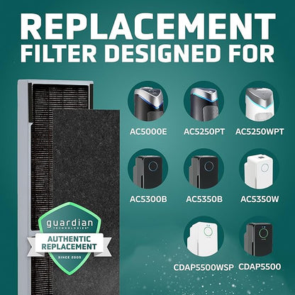 GermGuardian Filter C Smoke Clear HEPA Genuine Air Purifier Filter, for Wildfire Smoke, Odors, Removes 99.97% of Pollutants and Smoke Toxins, for AC5000, AC5250, AC5300, AC5350, CDAP5500, FLT5000SM