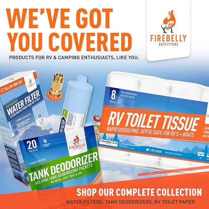 Firebelly Outfitters RV/Marine Inline Water Filter - KDF & GAC Filtration System for RV, Camper, Boat & Outdoor Use - Protects Against Bad Taste, Odor, Chlorine, Iron, Sediment & More - (2 Pack)