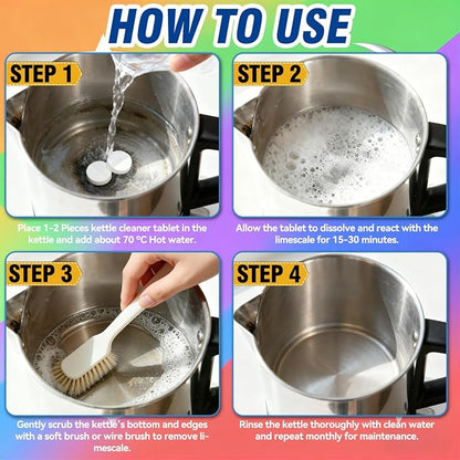 Kettle Descaler Tablets, 20 Pack Citric Acid Cleaner for Electric Kettles | Citric acid descaling tablets, limescale removal, hard water buildup, electric kettles, shower heads