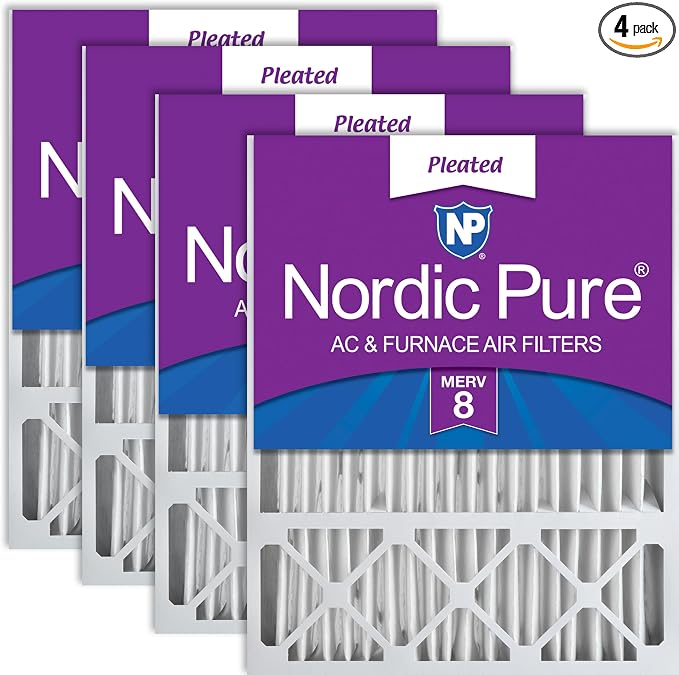 Nordic Pure 20x25x5 Honeywell/Lennox Replacement MERV 8 Air Filters 4 Pack | Actual Size: 19 7/8 x 24 7/8 x 4 3/8 Made in USA, Standard HVAC Filtration, Larger Airborne Particles, Lint, Dust & Pollen