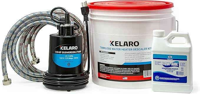 Kelaro Tankless Water Heater Flushing Kit with Flow-Aide Biodegradable Descaler