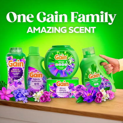 Gain, Liquid Laundry Fabric Softener, Laundry Conditioner, Long Lasting Scent, Softens, Freshness, Helps with Static & Wrinkles, Moonlight Breeze Scent, 140 fl oz (Packaging May Vary)