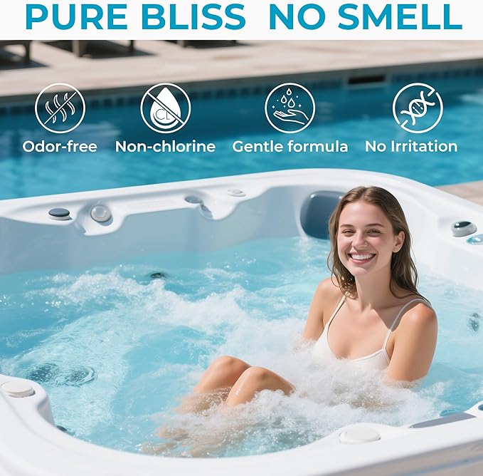 Non-Chlorine Spa Shock Oxidizer for Hot Tub, Chlorine-Free Treatment & Enhanced Oxidizing Shock for Hot Tubs & Spas, Single Dose Packets for Easy Hot Tub Maintenance & Treatment - 6 Packs (0.75lbs)